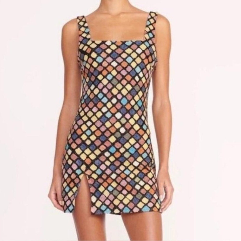 New Staud Le Sable Rainbow Beaded Embellishment Dress
